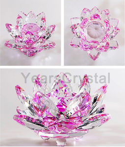 शादी के पक्ष के लिए ग्लास कमल फूलों के साथ हॉट ग्रीन क्रिस्टल कमल शो पीस R-0933 - Product Image 4