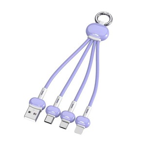 Cable de Datos para Llavero con Carga Rápida 3A, 3 en 1, de Goma Líquida Suave, Portátil y Compacto, con Cable de Carga Rápida 3 en 1 - Product Image 5