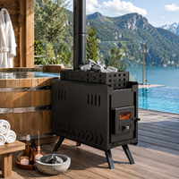Tungku Sauna Modern Warmfire Berbahan Baja Anti Karat, Pembakaran Kayu, Efisiensi Tinggi, Tanpa Listrik, Dilengkapi Jendela Transom, Uap Kering untuk Apartemen