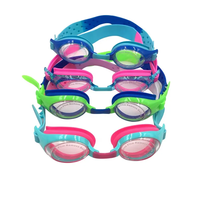 Çocuklar yüzme gözlükleri yumuşak silikon şeffaf görüş Anti sis UV koruma yumuşak burun köprüsü çocuklar yüzmek gözlük