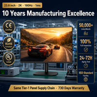 Moniteur de jeu 23,8 pouces 2K QHD 180Hz Fast IPS OEM ODM Moniteur personnalisé directement de l'usine avec garantie de 2 ans