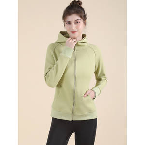 Sweat-shirt à capuche respirant en tricot pour femme, bleu clair, fermeture éclair intégrale, manches longues, vêtements de sport - Product Image 5