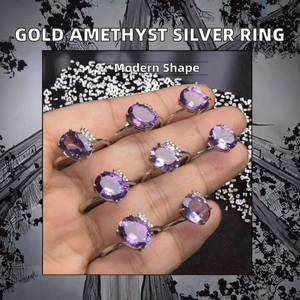 Moyu Jewelry S925 Sterling <b>Silver</b> Gold Plated Amethyst Gemstone <b>Ring</b> Trendy Everyday Wear Women's Custom Wholesale - Product Image 2