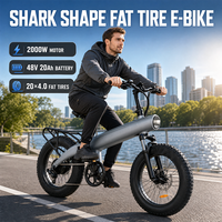 Vélo électrique Premium Shark Streamline 2000W avec moteur arrière, batterie lithium 48V 20Ah, pneus larges 20*4.0, stock entrepôt Europe Allemagne