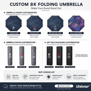 Parapluie promotionnel pliable en 3 sections, anti-UV, automatique, résistant à la pluie et au vent, personnalisé avec logo - Product Image 3