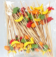 Bamboe Fruitprikkers Blad Lange Steel Minimalistisch Wegwerpbaar Ecologisch Cocktailprikkers Stokjes Feest Decoratief Eten