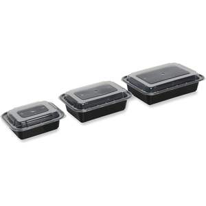 TORECT28 GEN Contenant alimentaire jetable en plastique noir/transparent de 28 oz avec couvercle 8,81 x 6,02 x 2,04 150/carton pour boîtes à lunch - Product Image 4