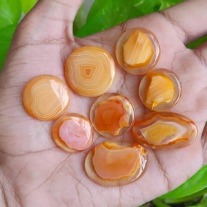 Lote de Cabujones de Ágata con Banda Naranja 152CT 8PCS Gemas para Fabricación de Joyas Mayorista Exportador India - Product Image 2