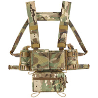 Panneau de poitrine tactique léger modulaire avec pochette amovible et ceinture abdominale entièrement réglable