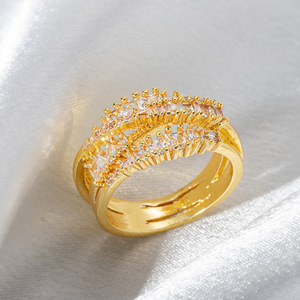 Anello a Croce con Fiocco di Neve in Lega Placcata Oro 18K, Argento con Zirconi Incastonati, Anelli Geometrici Impilabili Unisex CNAS - Product Image 4