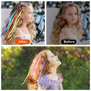 Lot de 36 extensions de cheveux colorées pour filles, à clipser, longueur 33 cm, rose, bleu, violet, orange, vert, jaune, styles tressés et lisses - Product Image 4