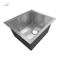 Évier de cuisine et de bar moderne en acier inoxydable à cuve unique, à encastrer, 16 x 18 pouces