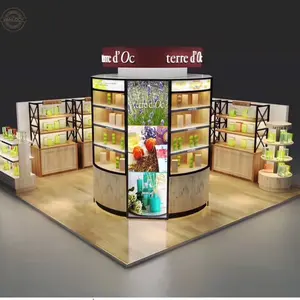 Vanlocy Houten Fineer Cosmetica Display Mobiele Food Cart Paneel Retail Food Kiosk Houten Winkelcentrum Kiosk Design Modern Winkelcentrum Winkelcabine