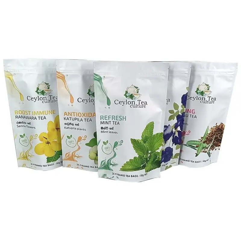 Embalaje Biodegradable personalizado para té, bolsa de embalaje de plástico Mylar para té, cierre de cremallera, resellable