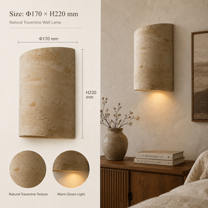 Natuurlijke Travertijn Wandlamp Warme Downlight Steenstructuur Binnenwandlamp voor Slaapkamer Woonkamer - Product Image 2