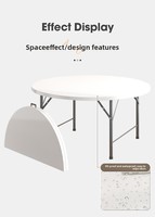 Table de banquet pliante ronde blanche de 1,5 m en PEHD moulé par soufflage, robuste, étanche, portable, pour extérieur et intérieur, vente en gros