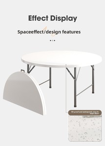 <span class=keywords><strong>Table</strong></span> <span class=keywords><strong>de</strong></span> banquet <span class=keywords><strong>pliante</strong></span> ronde blanche <span class=keywords><strong>de</strong></span> 1,5 m en PEHD moulé par soufflage, robuste, étanche, portable, pour extérieur et intérieur, vente en gros - Product Image 3