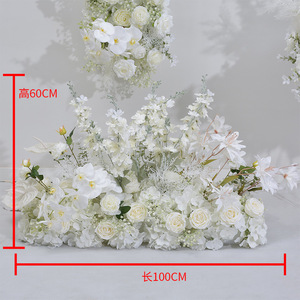 ไฮเดรนเยียการจำลองแบบใหม่ชุดแถวดอกไม้ลมหายใจของทารกที่สง่างามกุหลาบงานแต่งงานตกแต่งพื้นหลังผ้าปูโต๊ะขนาดใหญ่คริสต์มาส - Product Image 5