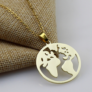 Collar con colgante de mapa del mundo pequeño, collar clásico de globo de tierra de acero inoxidable chapado en oro para mujer, joyería de regalo de viaje - Product Image 6
