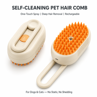 Peigne à vapeur auto-nettoyant OEM ODM en caoutchouc et plastique écologique pour animaux de compagnie, toilettage chien et chat, rechargeable, pliable, massage, salle de bain