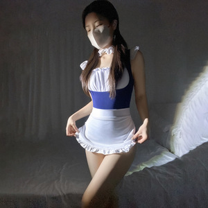 <b>Sexy</b> Maid Uniform One-Piece Nightgown Full Cup Mid-Rise Bikini Women's Role Play Outfit 8199 - Product Image 3