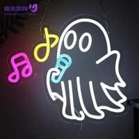Enseigne néon fantôme chantant d'Halloween, lumière LED néon murale pour décoration de fêtes, idéale pour la décoration murale de chambre et de bar