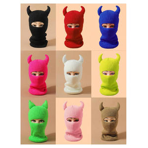 Pasamontañas de punto unisex, <span class=keywords><strong>cubierta</strong></span> de cara completa, calentadores de cuello de invierno, máscara para la cabeza, máscara de esquí estilo cuerno del <span class=keywords><strong>Diablo</strong></span> - Product Image 1