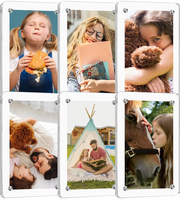 Vente en gros cadre photo magnétique pour réfrigérateur en acrylique transparent double face 2.36*3.54 mini cadre photo élégant