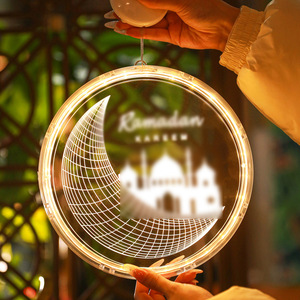 Lumières décoratives LED pour le Ramadan et <span class=keywords><strong>l</strong></span>'Aïd, étoiles, lune, lumières suspendues à ventouse, musulman, islam, Moyen-Orient, Mubarak, vacances, disque <span class=keywords><strong>de</strong></span> fenêtre - Product Image 3