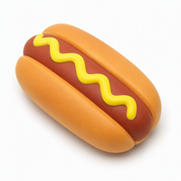 Jouets Squishy Anti-Stress en Mousse en Forme de Hot-Dog, Pain à Hot-Dog et Trio de Saucisses avec Moutarde, Pack de 3, Décoration de Bureau, Cadeau