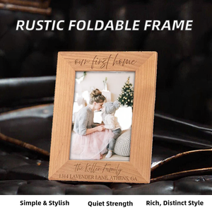 Cadre photo en bois personnalisé gravé au laser – Nom de famille, adresse, Notre première maison, Cadeau de pendaison de crémaillère, Souvenir de nouvelle maison – Vente en gros OEM - Product Image 3