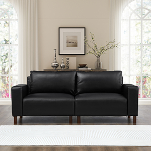 Canapé modulaire sectionnel <span class=keywords><strong>carré</strong></span> 2 places en similicuir PU noir moderne pour hôtel et petit appartement - Product Image 2
