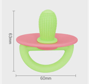 Anneau de dentition en silicone souple anti-sucette en forme de cactus, de qualité alimentaire, pour bébé, bâtonnet de massage des gencives, bouclier de sécurité, jouet à mâcher pour nourrisson, stérilisable à l'eau bouillante - Product Image 6