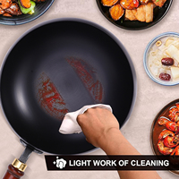 Ménage marmite en fer grand ventre approfondissement forgé à la main Wok poêle revêtement en céramique antiadhésif petites casseroles Wok