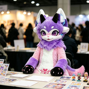 Costume intégral en fourrure de renard cornu, couleur personnalisée, peluche douce et moelleuse, vente en gros pour événements d'exposition et de cosplay - Product Image 3