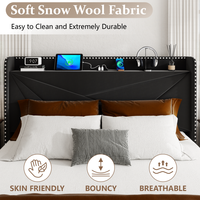 Cadre de lit en tissu de luxe moderne Daiilio avec tête de lit réglable, USB/double tiroirs, capacité de charge de 800 lb, tailles Full/Queen/King, garantie 1 an