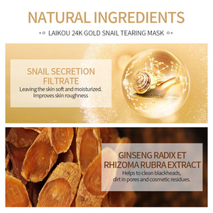 LAIKOU หน้ากากกำจัดสิวหัวดำ,หน้ากากปิดปากหอยทากทองคำ24K ลอกออกได้ล้ำลึก - Product Image 3