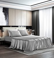 Parure de lit 4 pièces en microfibre satinée soyeuse, unie, douce et lisse, taille Queen, vente en gros