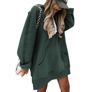 Sweat à capuche pour femme grande taille, couleur unie, manches longues, avec poches, automne et hiver 2026 - Product Image 1
