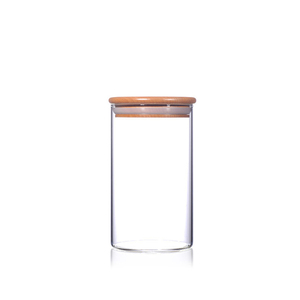 Custom Made Borosilicate Glass Kitchen Airtight Food Storage Container Jar With Bamboo Lid