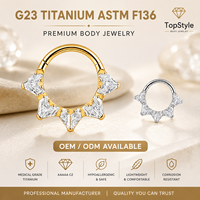 Anneau de nez personnalisable en titane G23 de qualité supérieure, incrusté de cœur en oxyde de zirconium AAAAAA taille Asscher, avec fermoir clicker articulé, bijoux corporels, vente en gros
