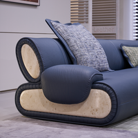 Ensemble de canapés de salon de luxe moderne en forme de I, canapé modulaire en cuir véritable, meubles en cuir véritable
