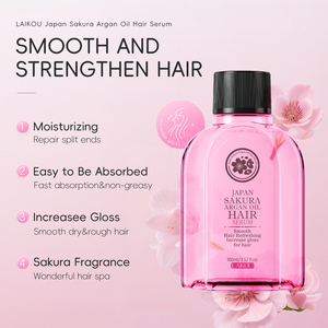 LAIKOU Huile Capillaire Nourrissante et Réparatrice Sakura Argan pour Cheveux Abîmés, Répare les Pointes Fourchues, Lisse et Adoucit, Sérum Essentiel 100ml - Product Image 5