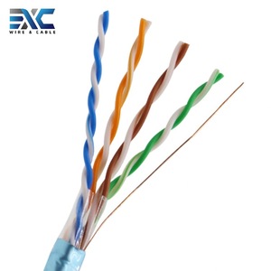 Cable protector de muestra gratis EXC Cat5e CCA cable FTP interior Cobre sólido 24AWG 4 pares 1000ft CAT5e Cable Lan - Product Image 5