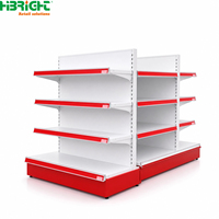 Étagères de supermarché modulaires robustes, rayonnages gondoles métalliques double face, vente en gros d'usine, présentoirs pour magasins de détail