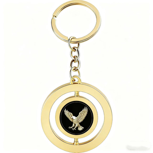 Logo personnalisé porte-clés en métal rotatif plaqué or rond tendance Prévention de la rouille vierge Mini porte-clés durables imprimés élégants - Product Image 3