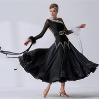 B-19447 Haut De gamme de haute qualité perle soie danse Latine robe personnalisé compétition noire robes de bal pour les filles
