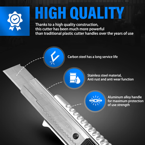 Cuchillo Multiusos con Mango de Aluminio Fundido a Presión Personalizado ZY-503, Cuchillo de Corte Ultraafilado con Hoja de Repuesto de 18 mm, Cortador de Cajas, Cuchillos de Corte, Bricolaje, OEM - Product Image 3