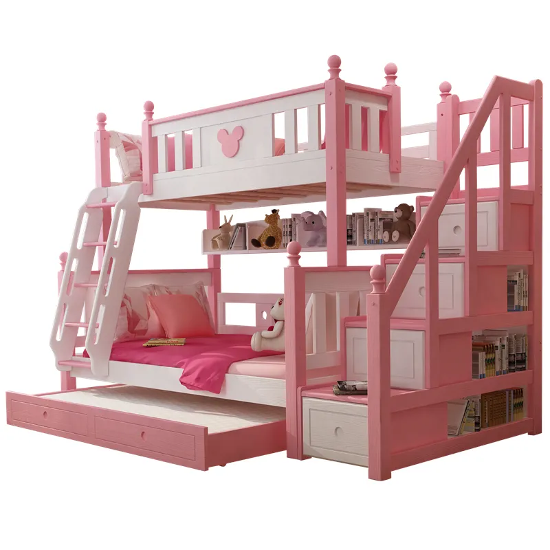 Moderne Slaapkamer Meubilair Roze Prinses Kinderen Stapelbed Voor Meisjes