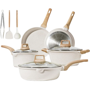 Set di pentole <span class=keywords><strong>in</strong></span> ceramica antiaderente <span class=keywords><strong>in</strong></span> 11 pezzi e pentole per zuppa <span class=keywords><strong>in</strong></span> stile americano per cucina a induzione eco-friendly - Product Image 1